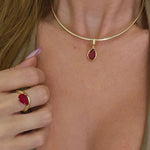 Pear-Cut Bezel pendant in 18k gold plated brass — Silver Italy