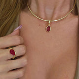 Pear-Cut Bezel pendant in 18k gold plated brass — Silver Italy