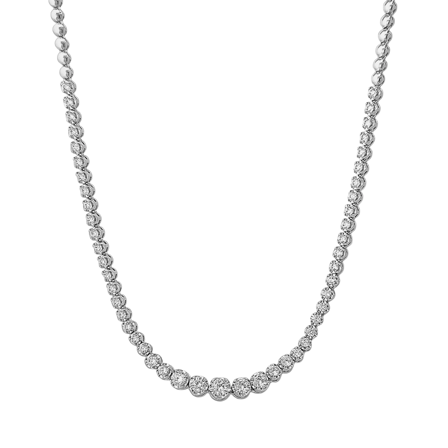 SILVER RHODIUM TENNIS ROUND STONES NECKLACE