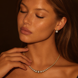 gol black bezel prone stud earrings and necklace