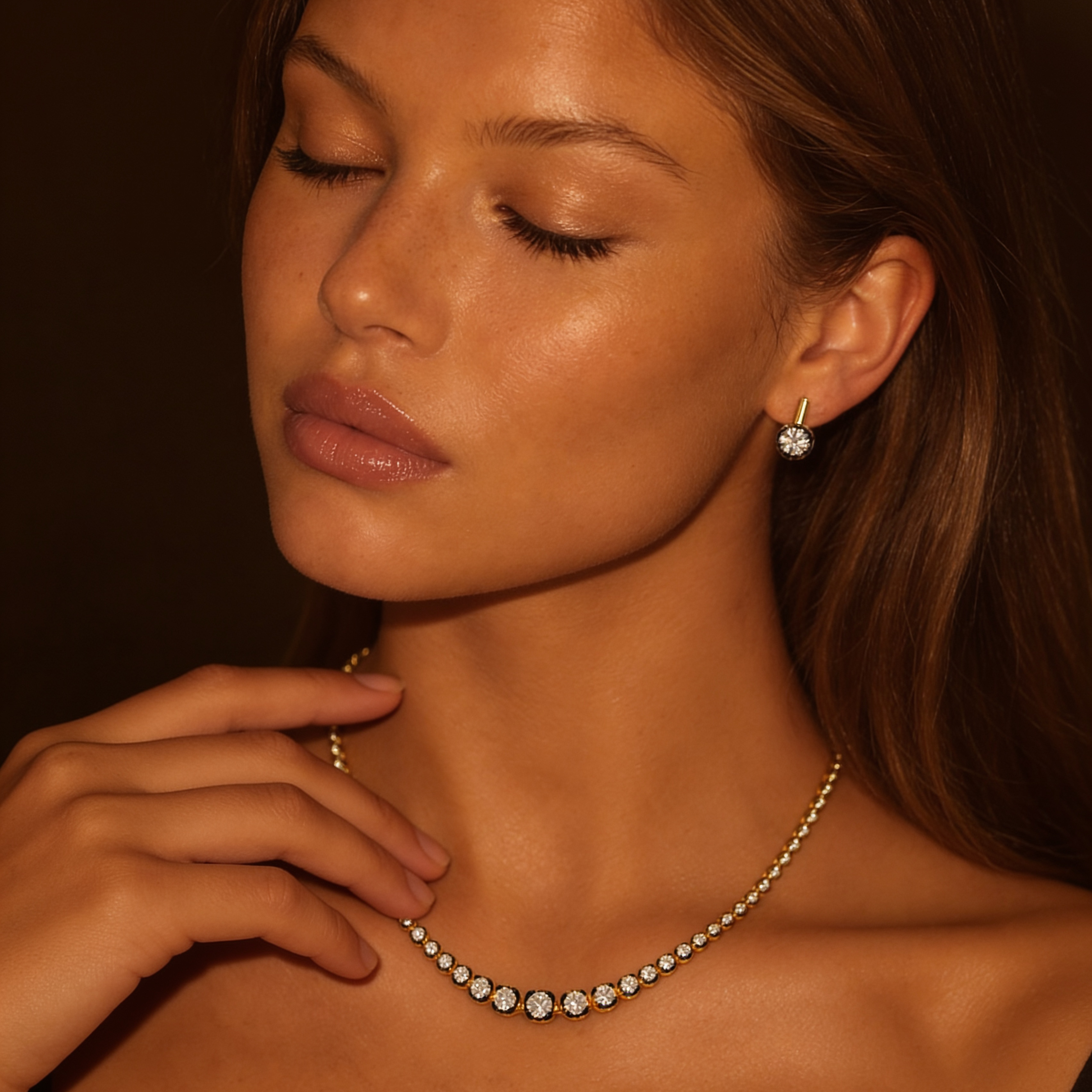 gol black bezel prone stud earrings and necklace