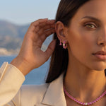 cabochon hoop earrings pink huggies