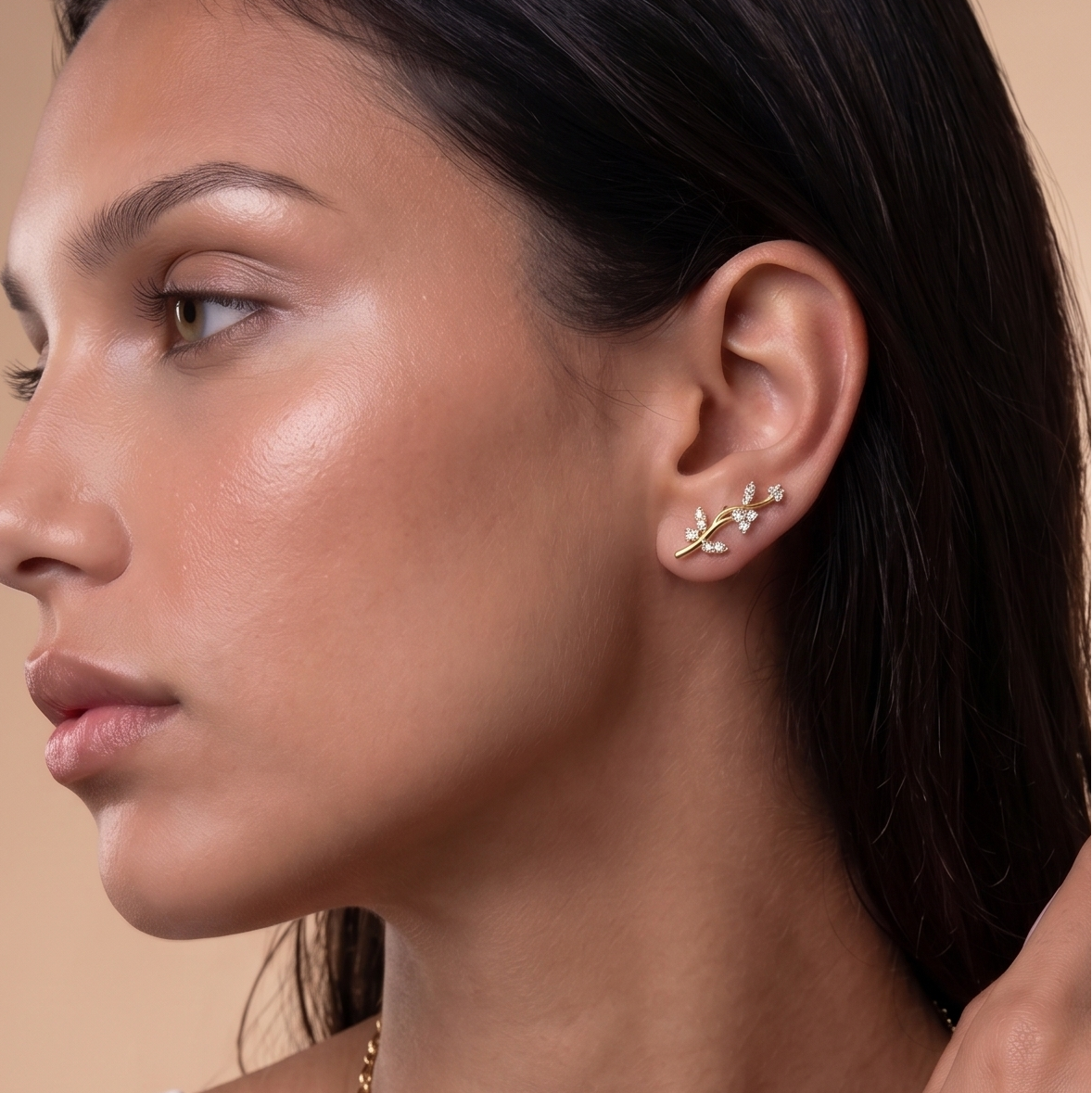 floral vine climber stud earring silver gold italy