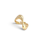 Ring Wavy with sparkling zirconia in 18k gold plated brass — Silver Italy