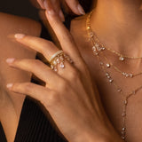 Chandelier Fringe Pavé Ring | 925 Silver 18 Karat Gold | Italian Craftsmanship
