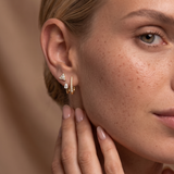 Triangle Baguette Mini Stud Earrings | 925 Silver 18 Karat Gold | Italian Craftsmanship