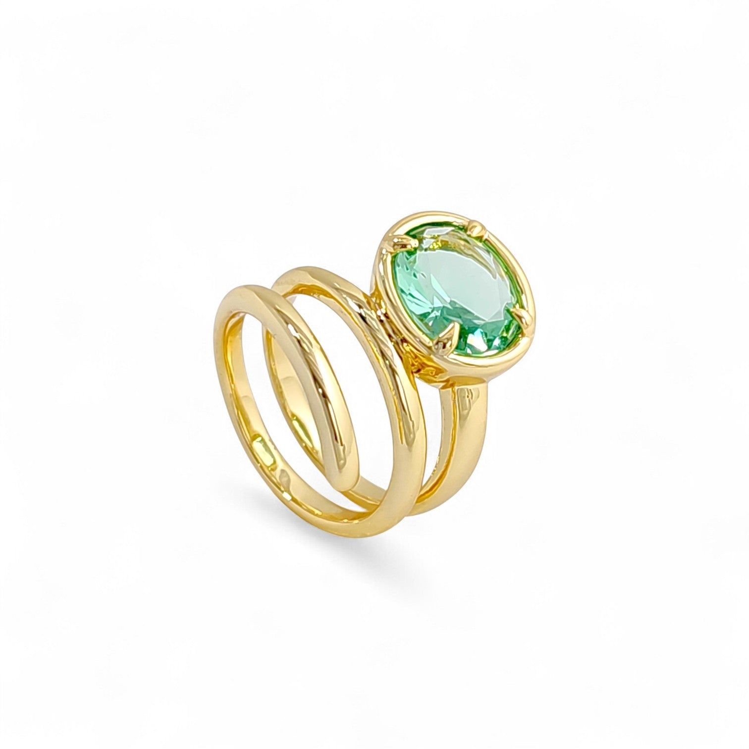 Oval shaped stone ring | 18k gold plated | Italian craftmanship