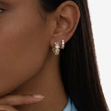 oval bezel hoop zirconias gold 18k