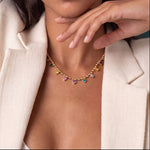 multi color stones hanging necklace 18k gold