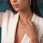 multi stones color gem drops necklace 18k gold