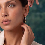multi color stone long earring