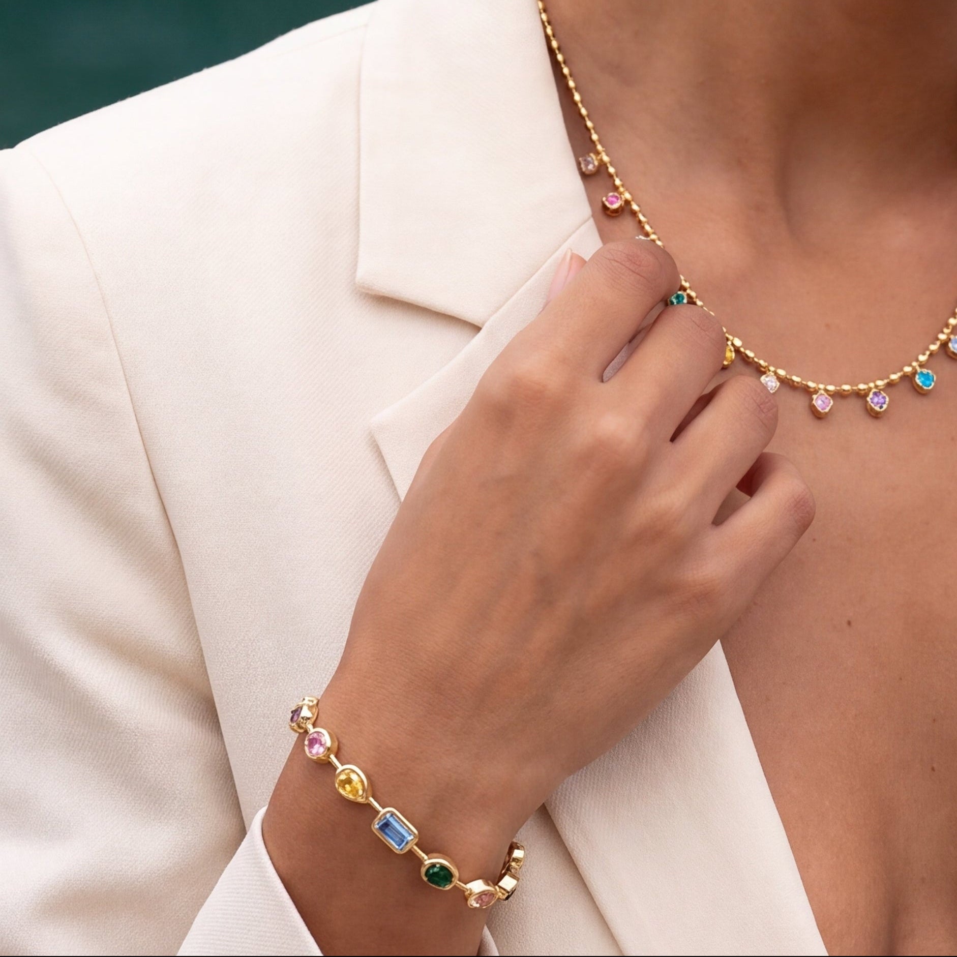 multi shape stones set colored gem stones 18 gold