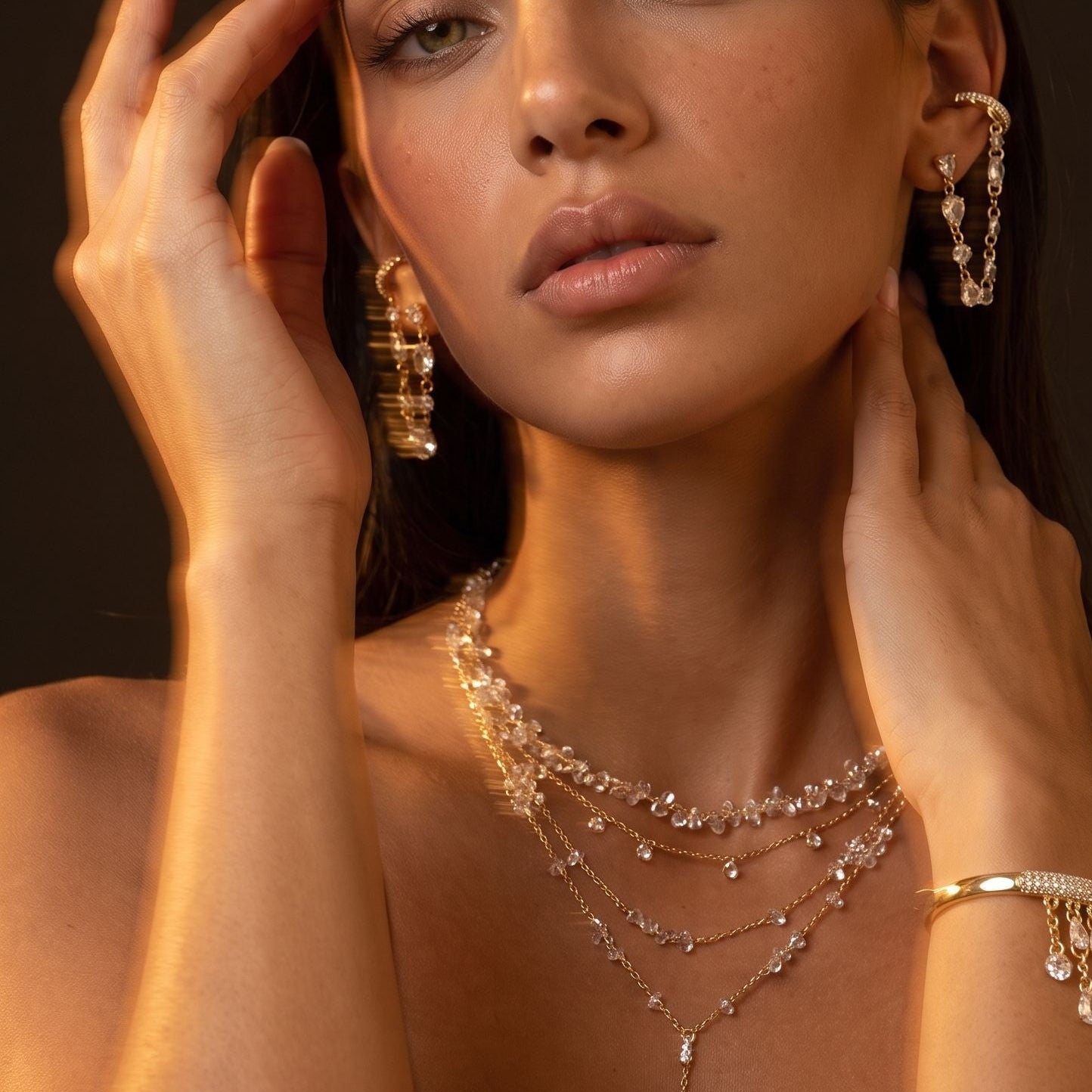 necklace vine drop crystals eau de rose