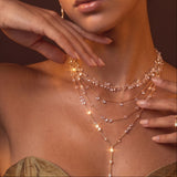 necklace vine drop crystals eau de rose silver