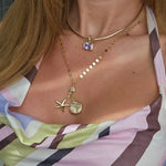 SHELL STAR FISH AND RECTANGLE PENDANT SILVER ITALY