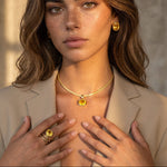 oval shape bezel set yellow stone silver italy