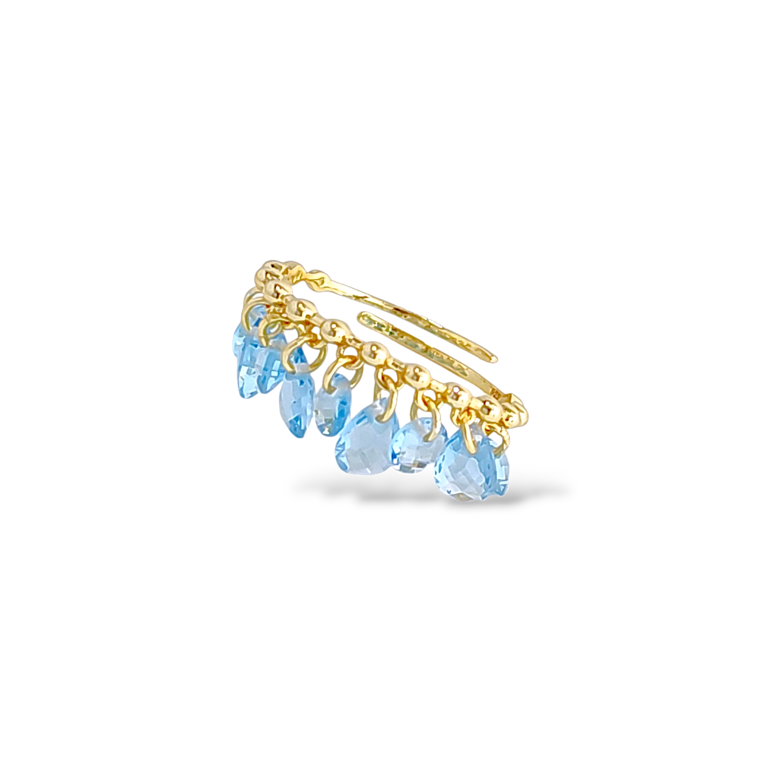 Crystal Drops Beaded Ring - Blue