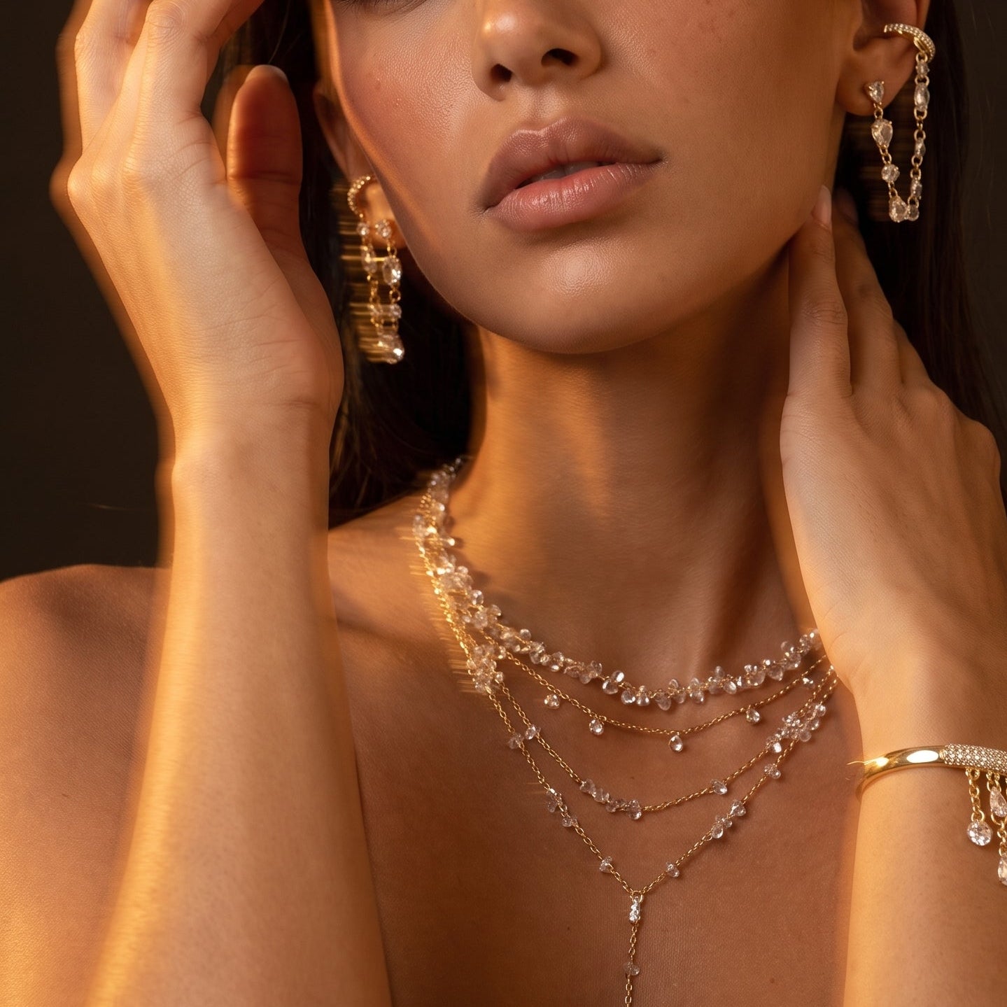 silver 925 gold 18k Crystal beads zirconia Necklace 