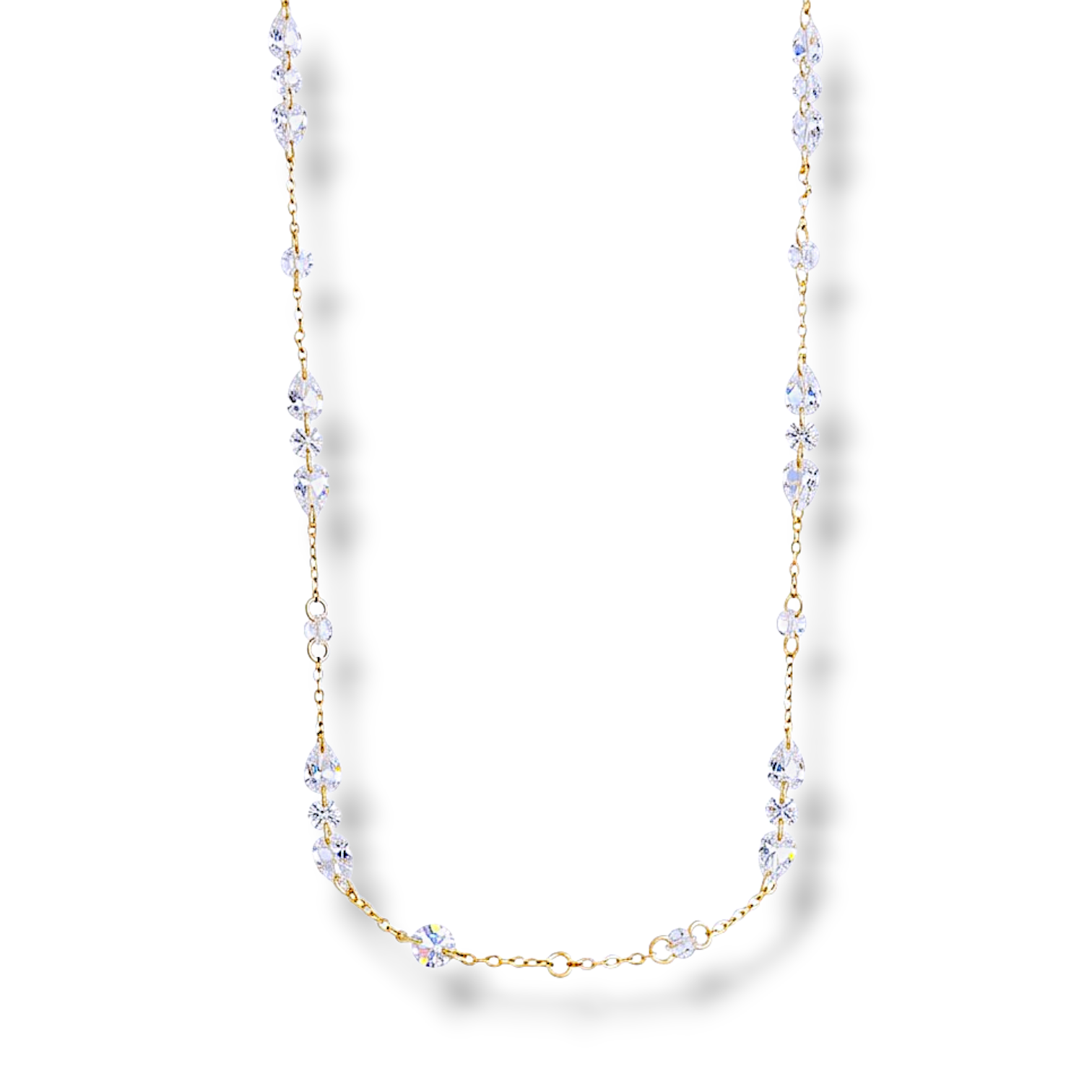 Silver italy Long crystals Necklace - White