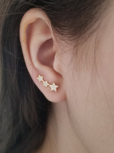 EARRING CLIMB STARS CZ