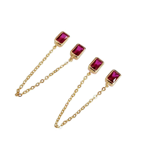 SQUARE DOUBLE CHAIN EARRING