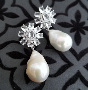 EARRING PEARL CLEAR cz