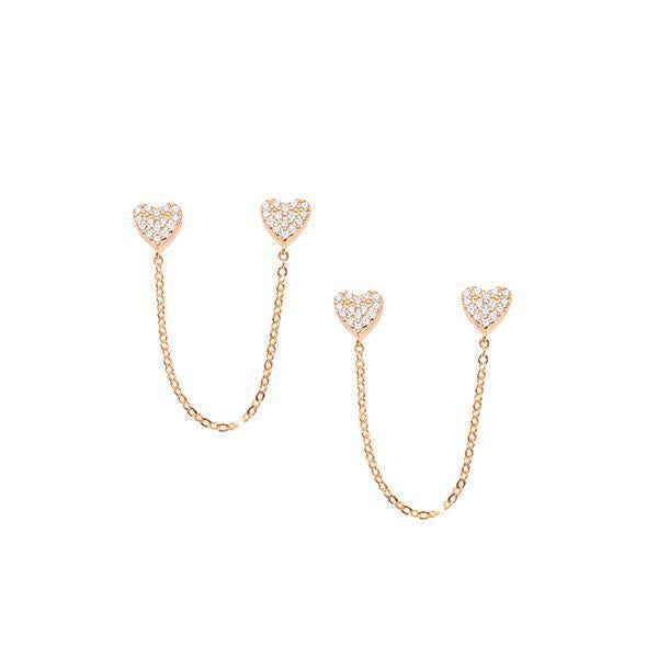 EARRING 2LITTLE HEARTCZ CHAIN